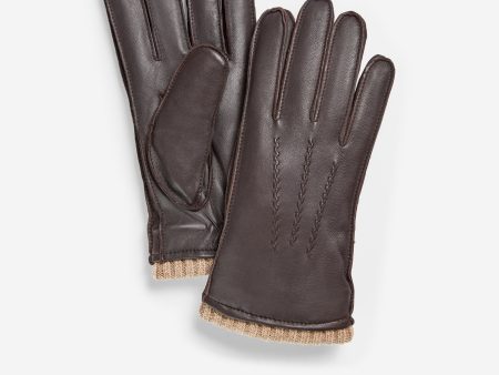 Cole Haan GRANDSERIES Leather Knit Cuff GlovMens Fashion Online Sale