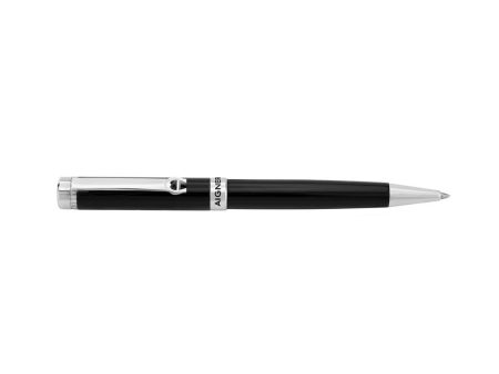 Aigner Pen Stainless Steel With Black Lacquer Upper & Lower A Logo Clip Fashion