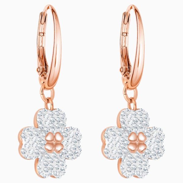 Swarovski Latisha Pierced Earrings White Rose-Gold Tone One Size Online now