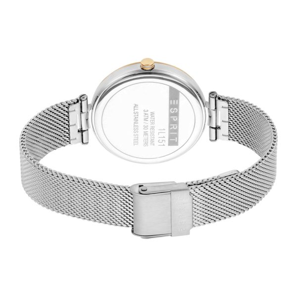 Esprit Ladies Watch Silver Color Mesh Bracelet With Stone White Dial Discount