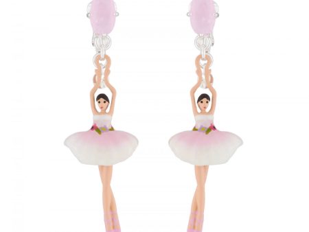 Les Nereides Pink And White Ballerina And Stone Clip On Earrings For Cheap