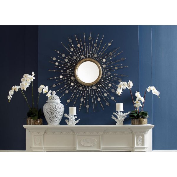 Ethan Allen Silver Toned Soleil Mirror 123X123 cm Supply