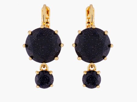 Les Nereides Deep Sparkling Blue 2 Round Stones La Diamantine Sleeper Earrings Supply