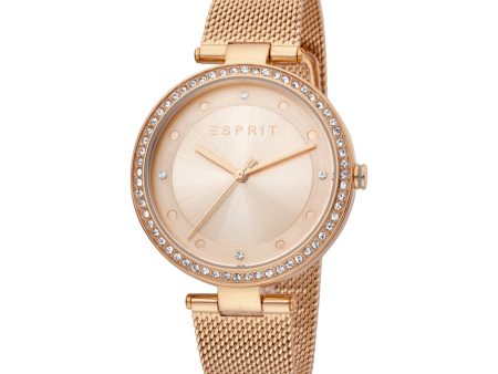 Esprit Ladies Watch Ip Rosegold Mesh Bracelet & Rosegold Dial With Stone Supply