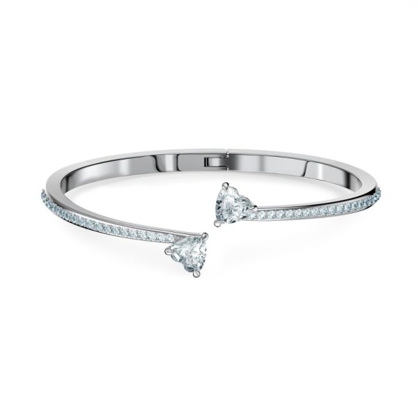 Swarovski Attract Soul Heart Bangle White, Rhodium Plated Online Hot Sale