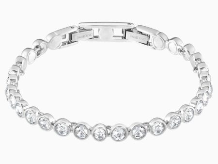 Swarovski Tennis Bracelet White, Rhodium Plated For Discount