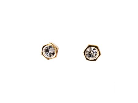 Aigner Earring Gold Plated with Screw Logo & Swarovski Fashion