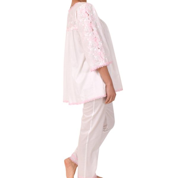 Sally Poppy Pajama Cotton Ivory Pink Cheap