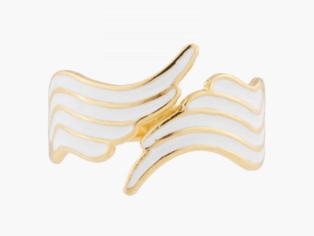 Les Nereides White And Gold Swan Wings Adjustable Ring Cheap