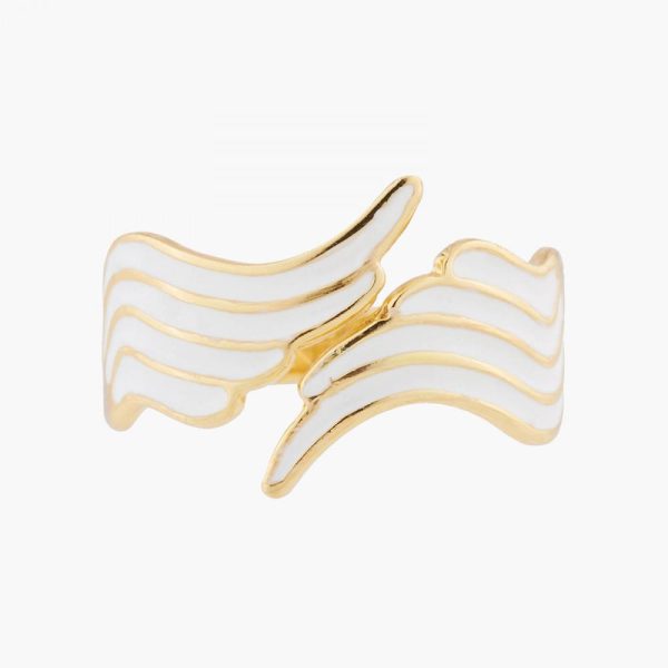 Les Nereides White And Gold Swan Wings Adjustable Ring Cheap