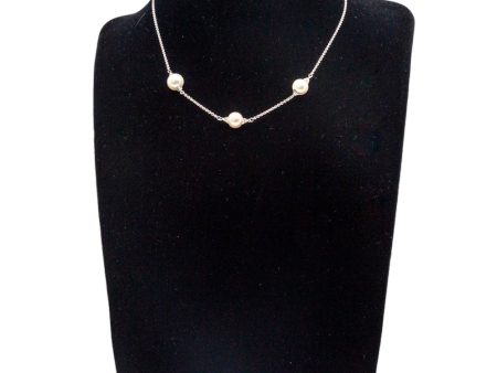 Armani Laies Necklace Sterling Silver Chain With 3Pcs Pearl Online now