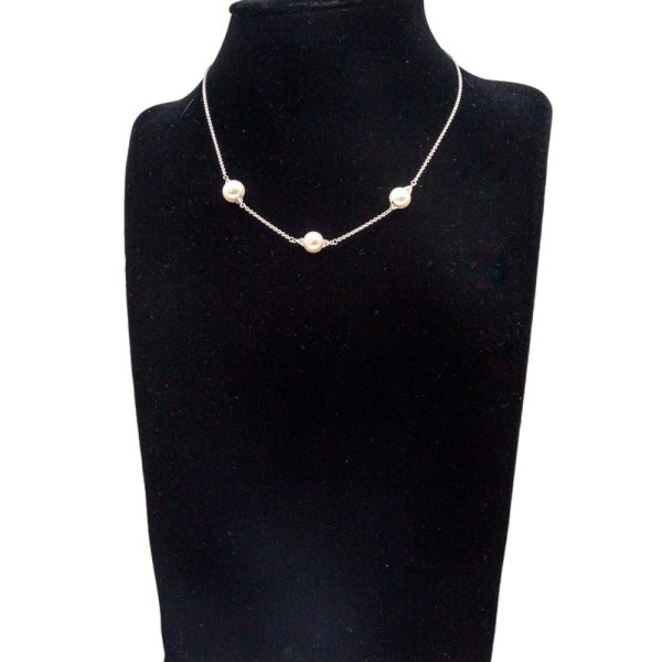 Armani Laies Necklace Sterling Silver Chain With 3Pcs Pearl Online now