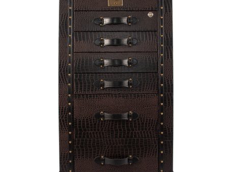 Artisan Big Size Jewellery Cabinet Matt Dark Brown Croco Brown leather Fashion