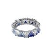 Swarovski Millenia Cocktail Ring Triangle Cut Crystals, Blue, Rhodium Plated Hot on Sale