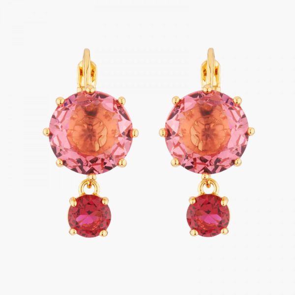 Les Nereides Pink And Red Round Stones La Diamantine Multicoloured Sleeper Earrings Online Hot Sale