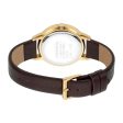 Esprit Ladies Watch Brown Leather Strap With Stone Golden Dial For Discount