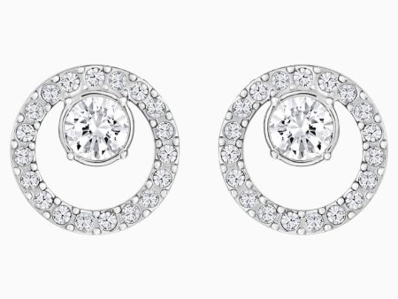 Swarovski Creativity Circle Pierced Earrings White, Rhodium Plated Online Hot Sale