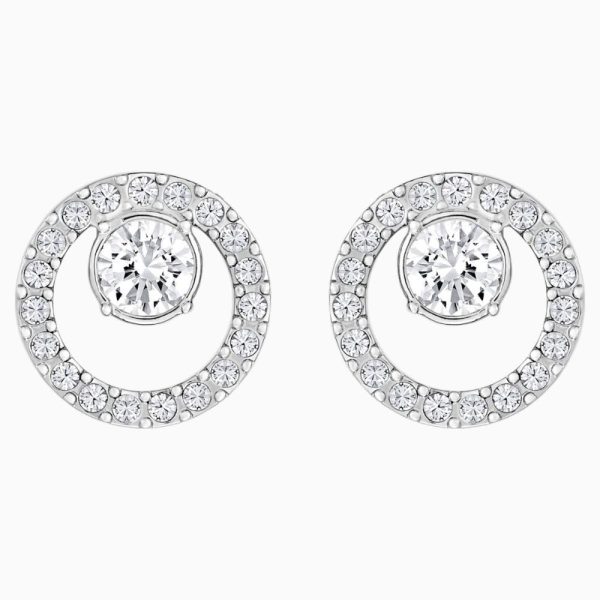 Swarovski Creativity Circle Pierced Earrings White, Rhodium Plated Online Hot Sale