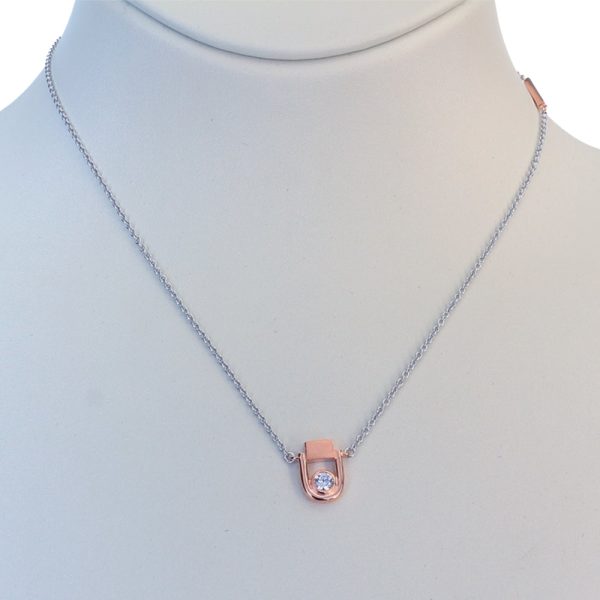 Esprit Necklace Silver Color Chain With Stone  Rosegold Pendant 925 Silver Supply