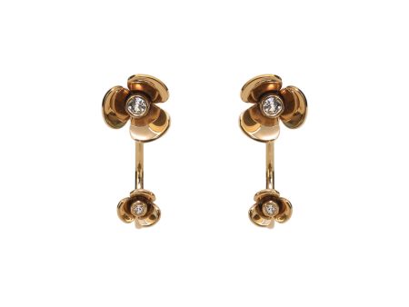 Esprit Earrings Ip Gold With Stone & Flower Design For Discount