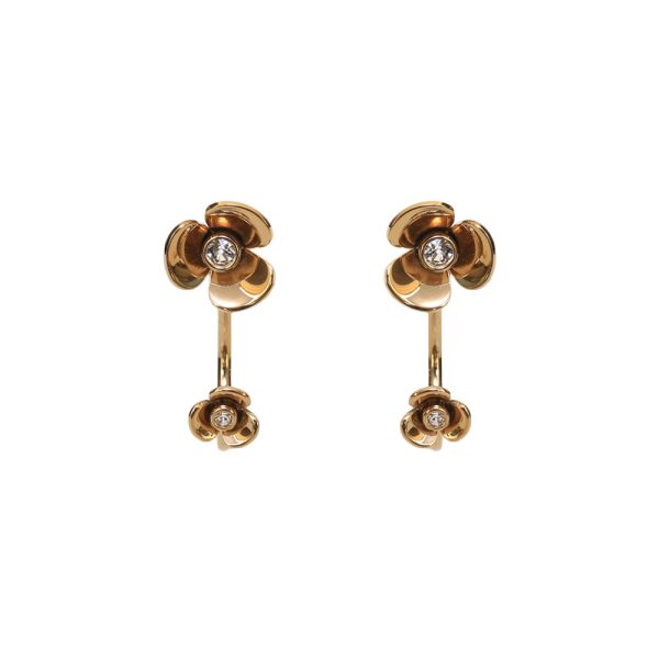 Esprit Earrings Ip Gold With Stone & Flower Design For Discount