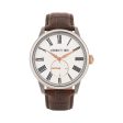 Cerruti Men s Watch Stainless Steel Case With White Dial & Brown Leather Strap on Sale