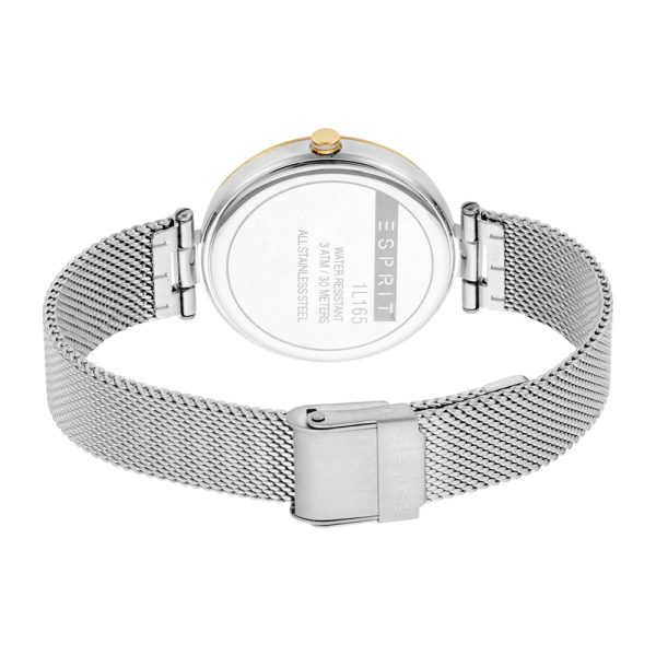 Esprit Ladies Watch Silver Color Mesh Bracelet Gold Silver Color Case & Golden Dial Discount