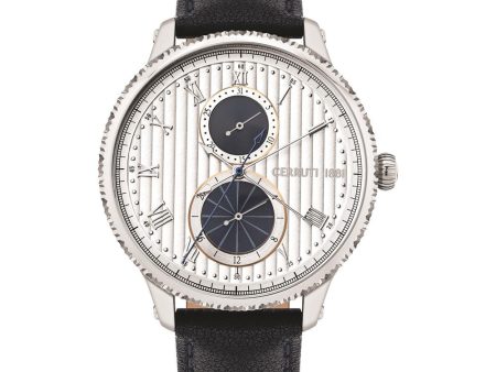 Cerruti Men s Watch With Dark Blue Leather Strap And Silver Dial For Sale