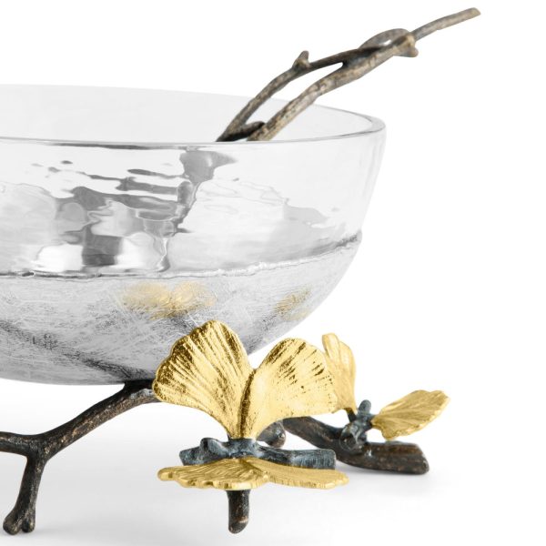 Butterfly Ginkgo Glass Nut Dish With Spoon on Sale