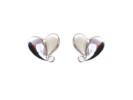 Esprit Earrings Stainless Steel Heart Shape Matt & Glowsy Studs With Stone Discount