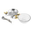 Butterfly Ginkgo Glass Nut Dish With Spoon on Sale