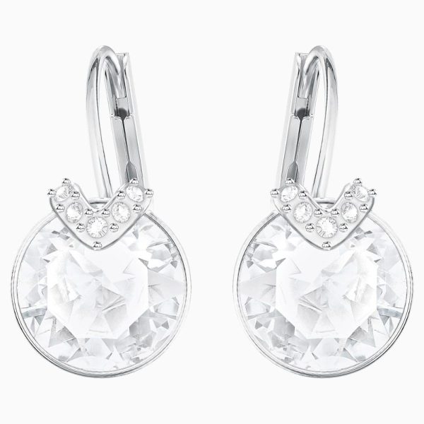 Swarovski Bella V Pierced Earrings White, Rhodium Plated Sale