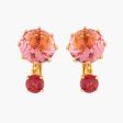 Les Nereides Round Pink And Red Stones La Diamantine Multicoloured Clip On Earrings For Sale