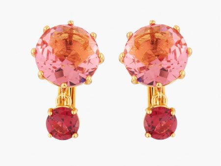 Les Nereides Round Pink And Red Stones La Diamantine Multicoloured Clip On Earrings For Sale