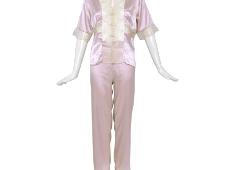 Batista Satin Nightdress 6 Pieces Set  Pink Medium Sale