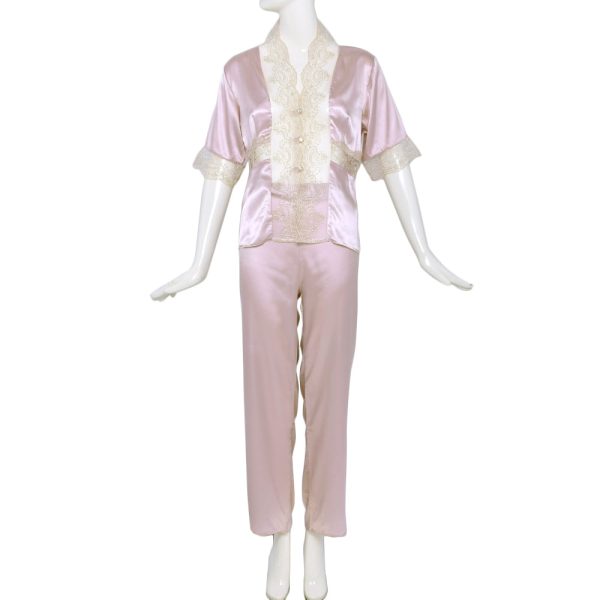 Batista Satin Nightdress 6 Pieces Set  Pink Medium Sale