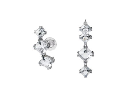 Swarovski Millenia Drop Earrings Single, Asymmetrical, Set, White, Rhodium Plated For Cheap