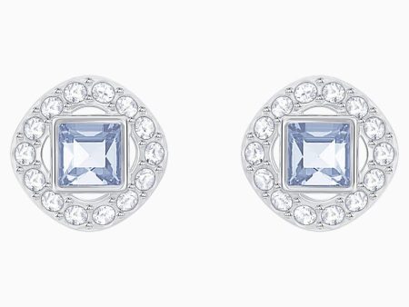 Swarovski Angelic Square Pierced Earrings Blue, Rhodium Plated Online Sale