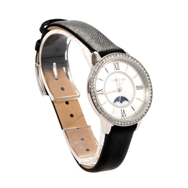 Cerruti Ladies WatchÂ With Mother Of Pearl Dial & Black Leather Strap Fashion