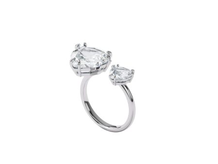 Swarovski Millenia Cocktail Ring Triangle Cut Crystals, White, Rhodium Plated Supply