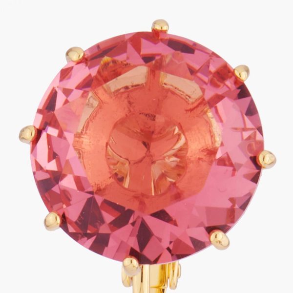 Les Nereides Pink Peach Round Stone La Diamantine Multicoloured Clip-On Earrings on Sale