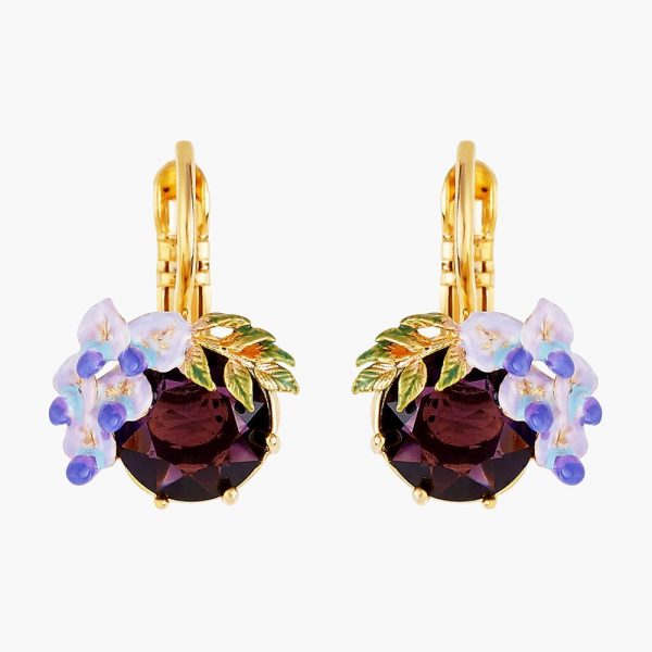 Les Nereides Small Wisteria Flower And Faceted Glass Stone Sleeper Earrings Online Hot Sale