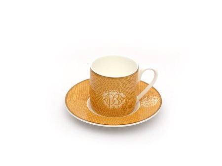 Roberto Cavalli Lizzard Gold Coffee CupÂ  Saucer 6x61Cm 12Cm Set of 6 on Sale