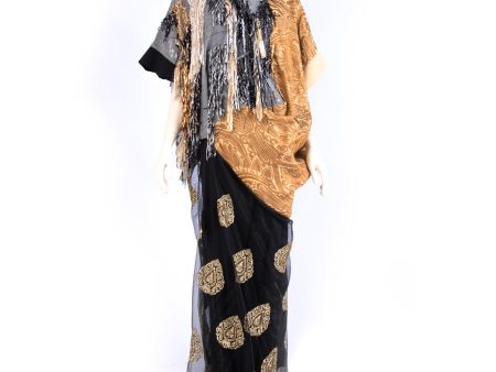 Montaha Black Gold Mustard Kaftan One Size Cheap