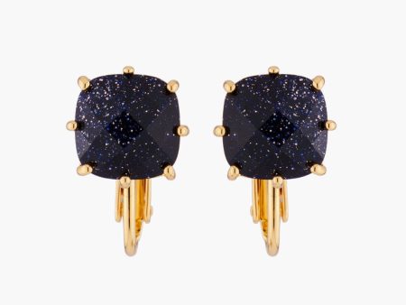 Les Nereides Deep Sparkling Blue Square Stone La Diamantine Clip On Earrings For Cheap