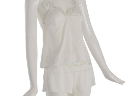 Batista Satin Nightdress Set Cream Small Fashion