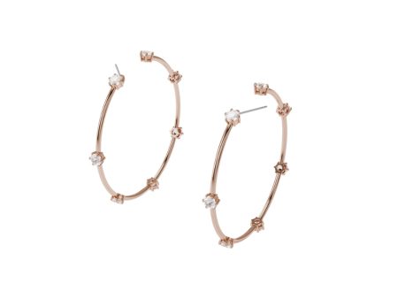 Swarovski Constella Hoop Earrings White, Rose-Gold Tone Plated Cheap