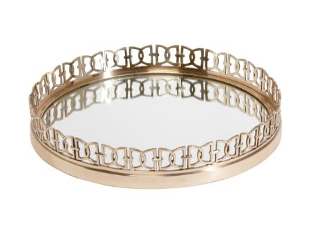 Ethan Allen Oval Link Tray In Gold For Sale