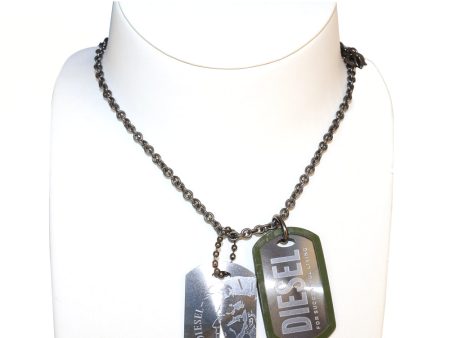 Diesel Men s Necklace Base Metal, Gun Metal Color With 2Pcs. on Sale