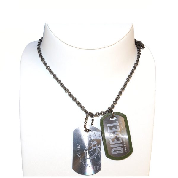 Diesel Men s Necklace Base Metal, Gun Metal Color With 2Pcs. on Sale